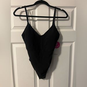 New Coconut Beach black Ribbed one piece bathing suit or body suit medium 7/9